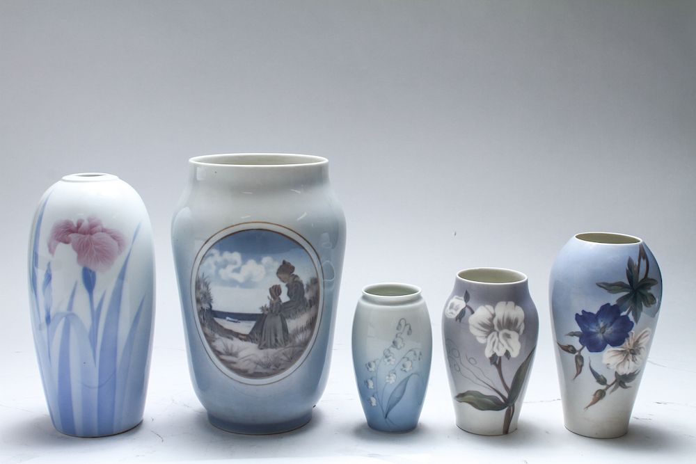 Appraisal: Royal Copenhagen Other Porcelain Vases Five porcelain vases comprising four