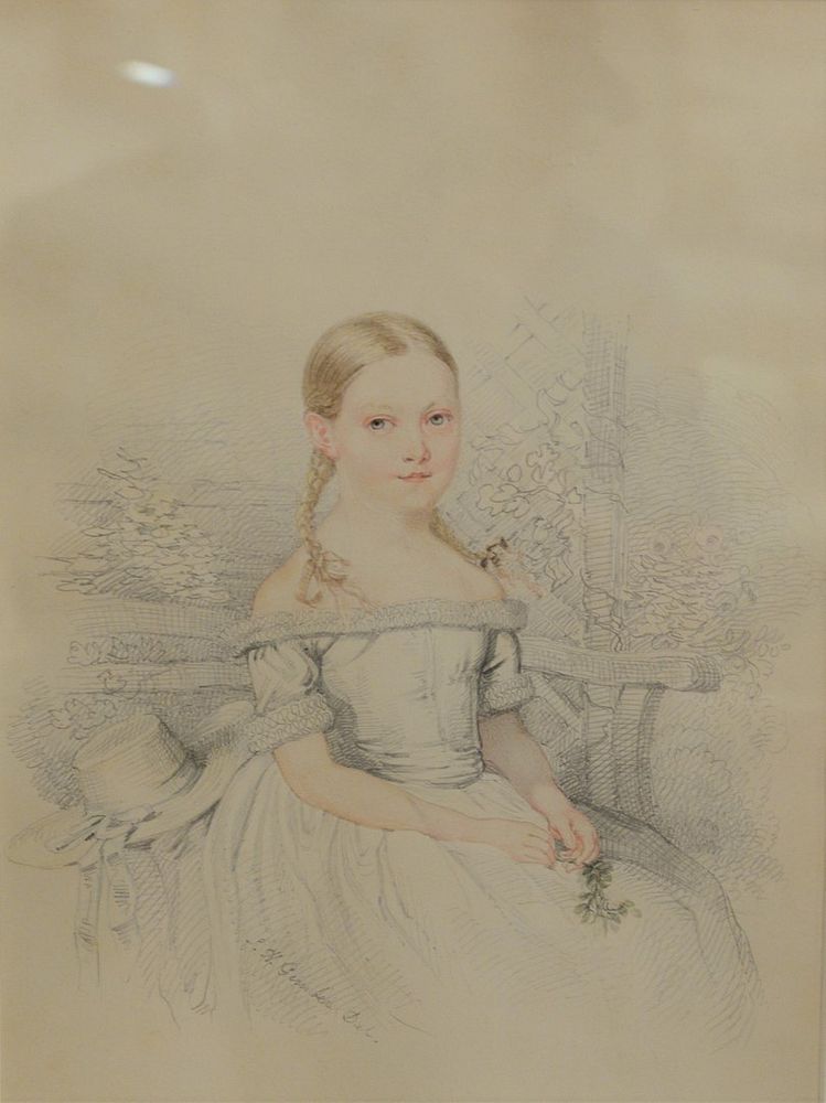 Appraisal: Cumber pencil and watercolor Victorian portrait of a young woman