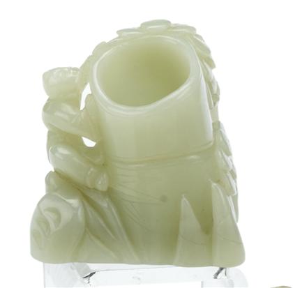 Appraisal: Chinese celadon jade brushpot th century