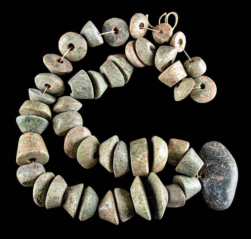 Appraisal: Beautiful Guerrero Mezcala Jade Bead Necklace Pre-Columbian Mexico Guerrero region