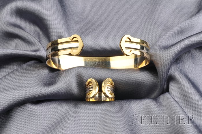 Appraisal: kt Tri-color Gold C Bracelet and Ring Cartier the cuff