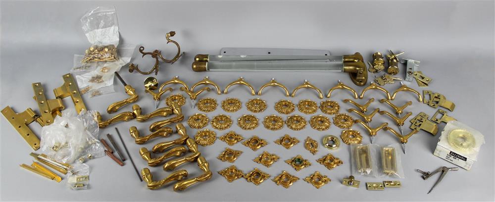 Appraisal: GROUP OF BRASS FITTINGS AND A BRASS AND GLASS WALL