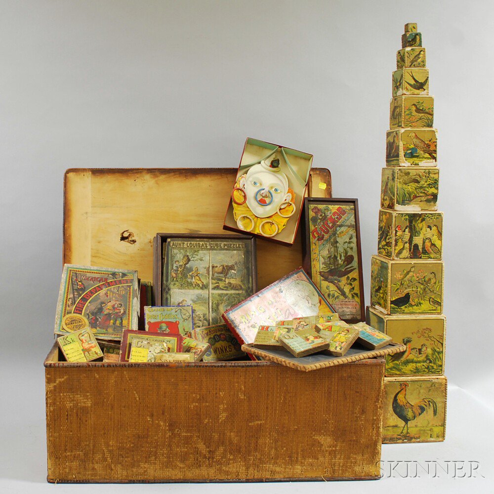 Appraisal: Collection of Victorian Lithograph Games and Toy Blocks together with