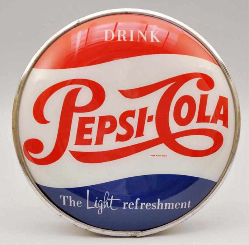 Appraisal: Pepsi-Cola Lighted Sign Description s Glass lens is beautiful and