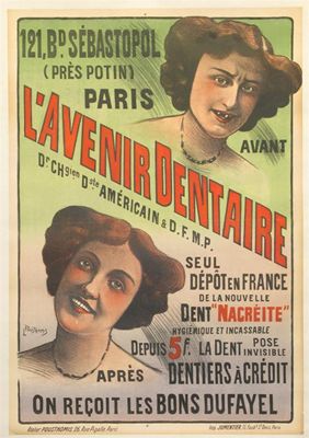 Appraisal: L'Avenir Dentaire' a lithographic poster by L Pousthoumis published by