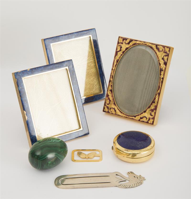 Appraisal: Three Metal and Enamel Picture Frames Together with a gilt-metal