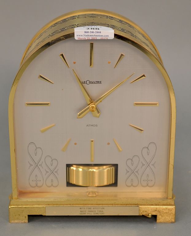 Appraisal: Lecoultre Atmos clock unusual form ht in Lecoultre Atmos clock