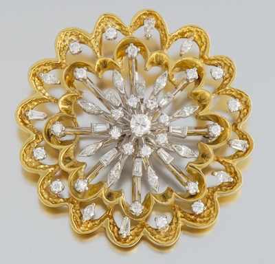 Appraisal: An Estate Two Tone Gold and Diamond Brooch with Removable