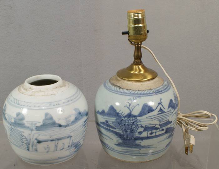 Appraisal: Canton ginger jars c is mounted as lamp h for