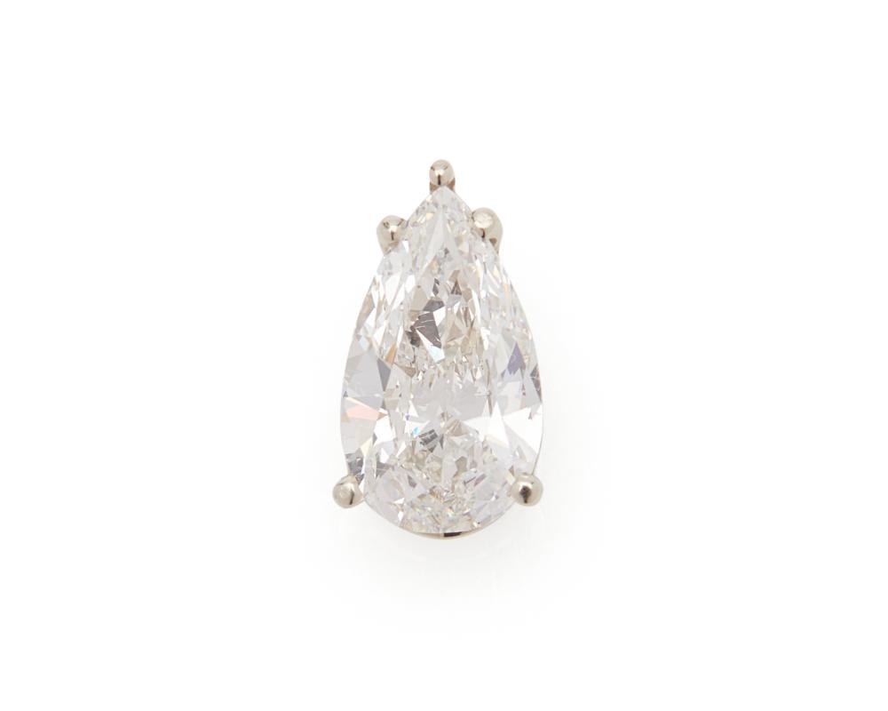 Appraisal: K Gold and Diamond Pendant prong-set centering a pear-shaped diamond