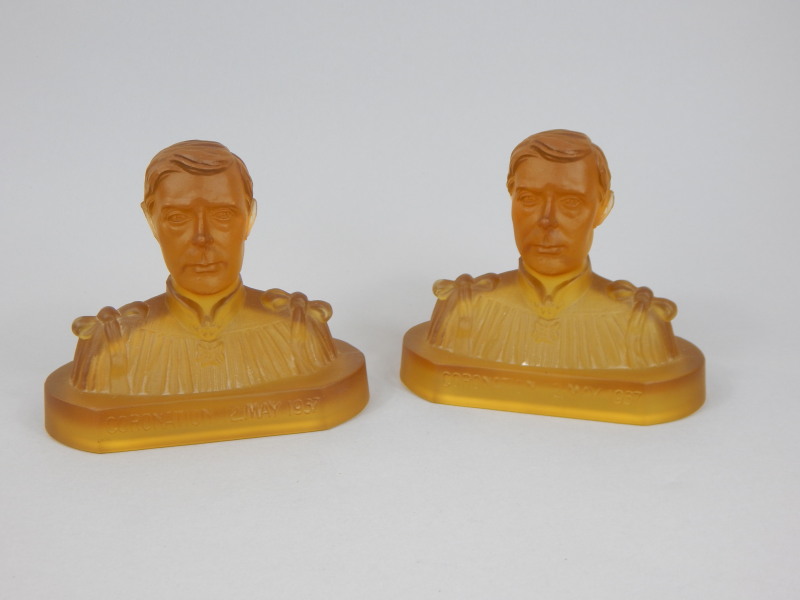 Appraisal: A pair of Davidson type moulded glass busts each modelled