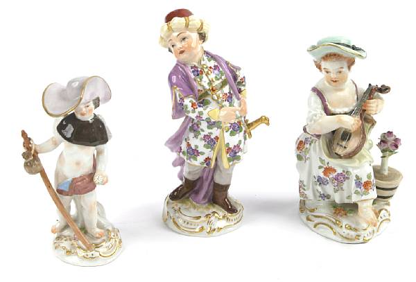 Appraisal: A group of three Meissen porcelain figures height of tallest