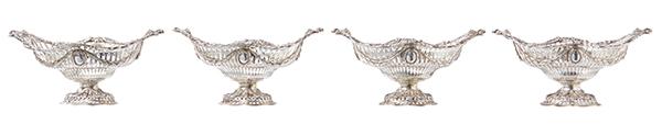 Appraisal: A SET OF FOUR EDWARDIAN SILVER BON BON DISHES BY