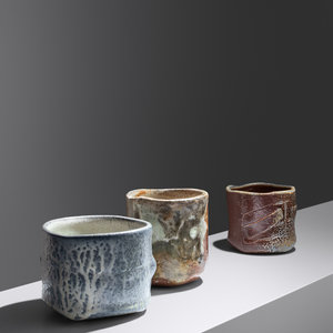 Appraisal: Don Reitz - Three Tea Bowls glazed stoneware each example