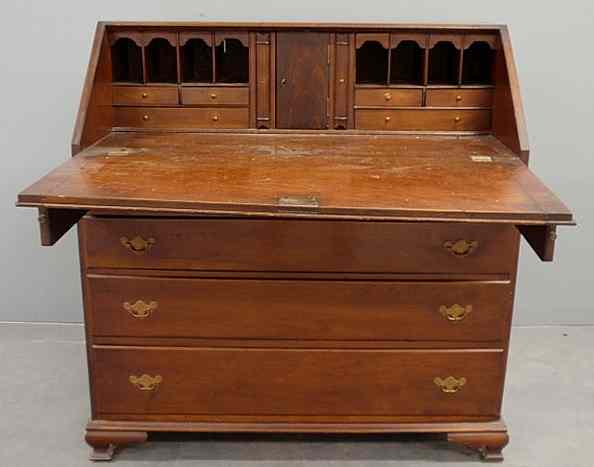 Appraisal: Pennsylvania Chippendale walnut slant-lid desk circa with a secret document