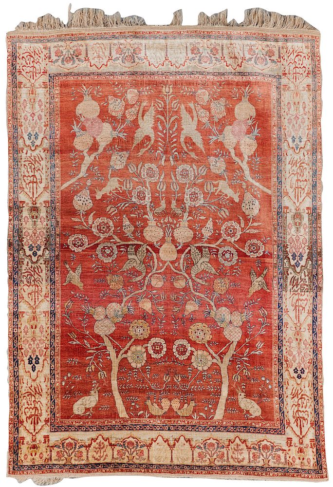 Appraisal: Silk Tabriz Tree of Life Rug Persia late th century