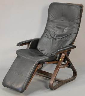 Appraisal: Black leather reclining lounge chair Black leather reclining lounge chair