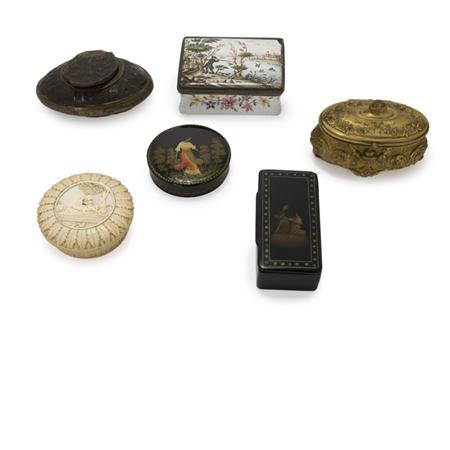 Appraisal: Group of Six Snuff and Trinket Boxes Estimate -