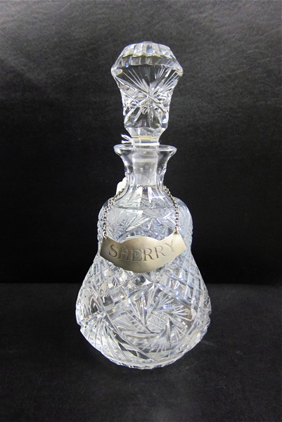 Appraisal: BRILLIANT PERIOD CUT CRYSTAL HOBSTAR SHERRY DECANTER having sterling silver