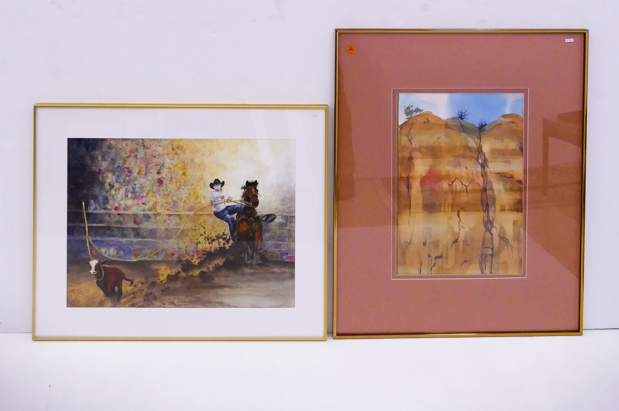 Appraisal: pc Western Framed Watercolors- Peggy Hoekman Colleen Gustaferro- largest x