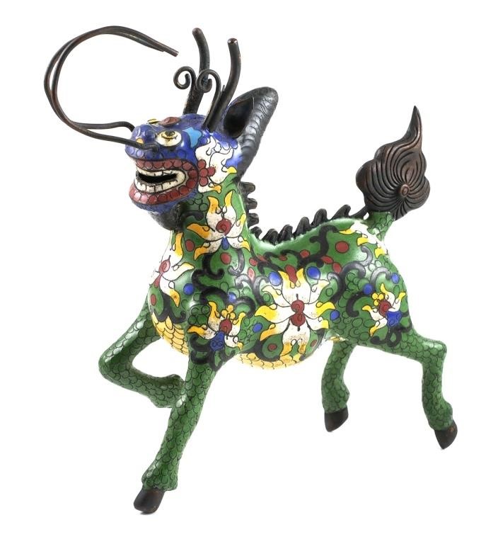 Appraisal: Unusual Chinese cloisonne Qilin or Longma also known as a