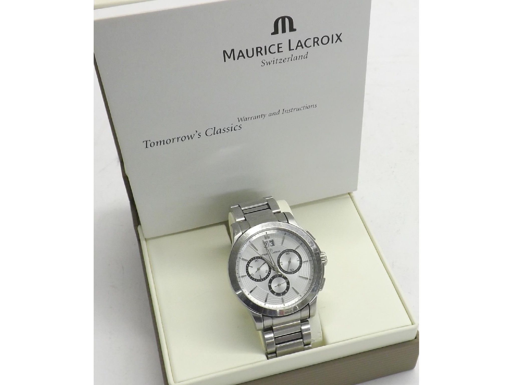 Appraisal: Maurice Lacroix Miros Collection chronograph stainless steel gentleman's bracelet watch