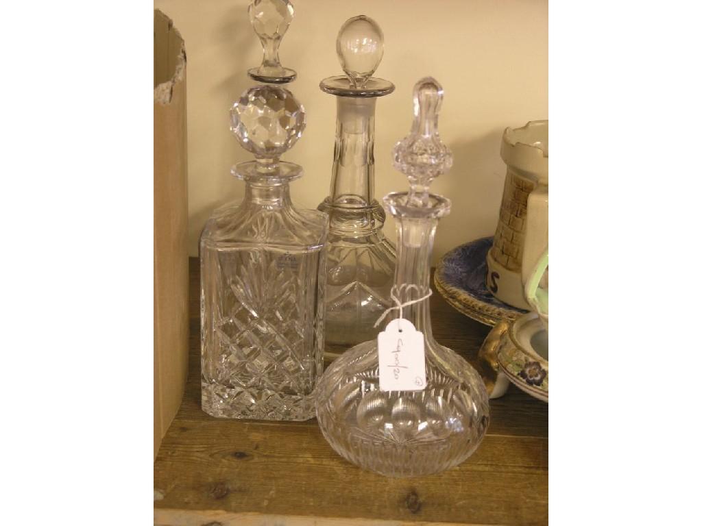 Appraisal: A Victorian cut glass decanter and three other decanters each