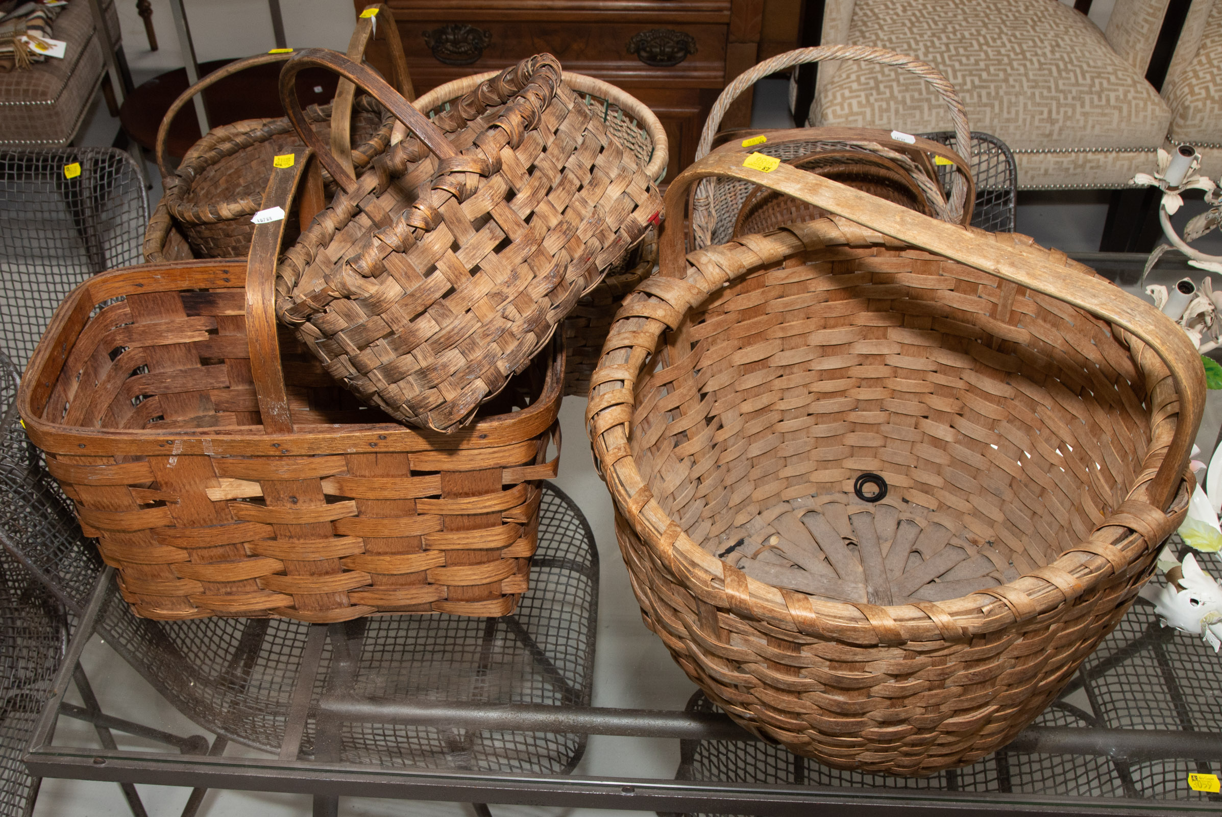 Appraisal: COLLECTION OF VINTAGE ANTIQUE BASKETS th- th century comprising about