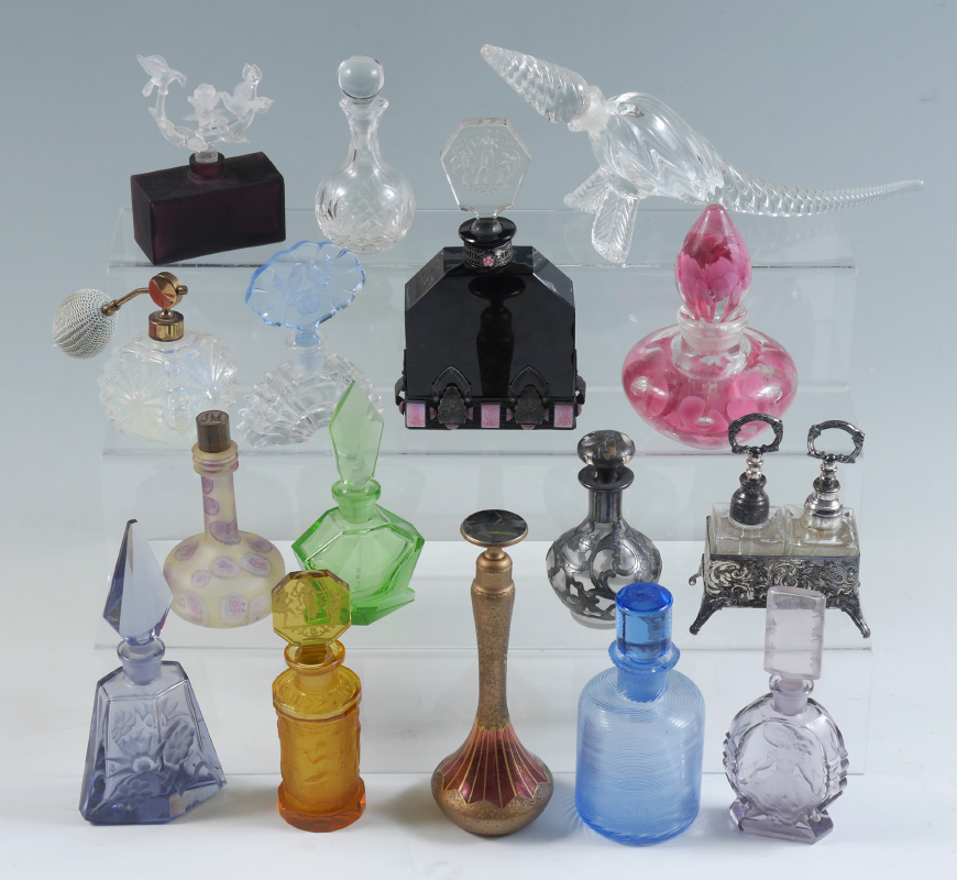 Appraisal: OUTSTANDING PERFUME BOTTLE COLLECTION Featuring a De Vilbiss cranberry glass