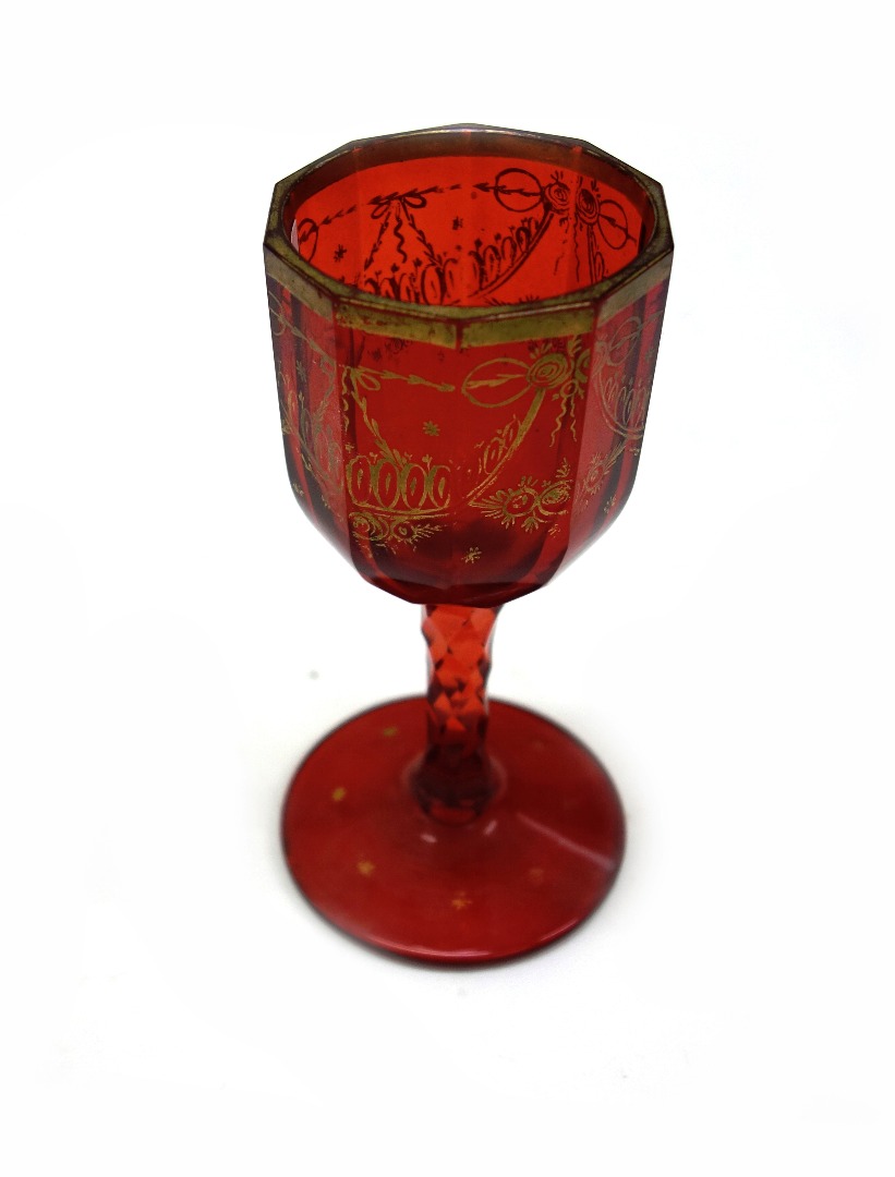 Appraisal: A set of eight Bohemian ruby drinking glasses circa gilt