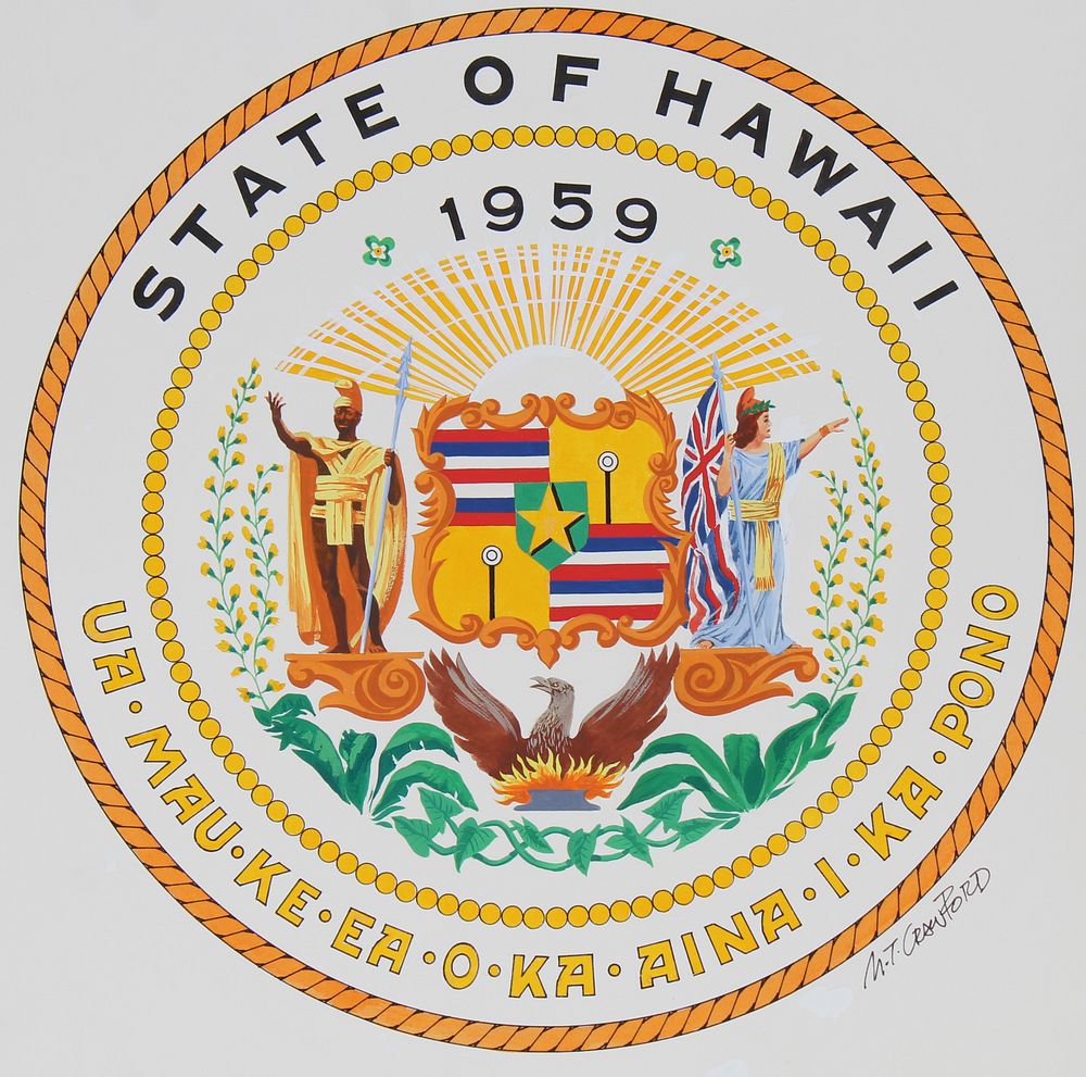 Appraisal: Mel Crawford B Great Seal of Hawaii Oil Mel Crawford