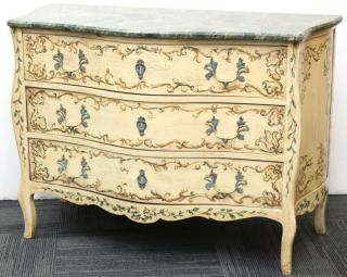 Appraisal: Hand The contemporary piece with three long drawers having false