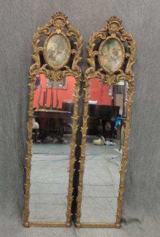 Appraisal: Pair of Gilt Trumeau Style Mirrors Dimensions x