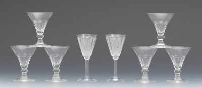 Appraisal: Six Matching Cordial Glasses and Two Matching Cordial Glasses The