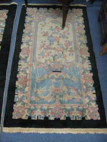 Appraisal: Pair of Chinese Deco Handmade Wool Rugs Nichols type floral