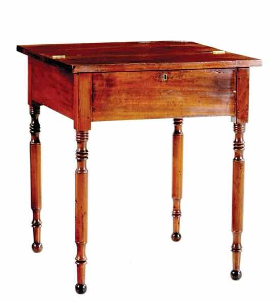 Appraisal: Southern cherry sugar desk early th century hinged two-board top