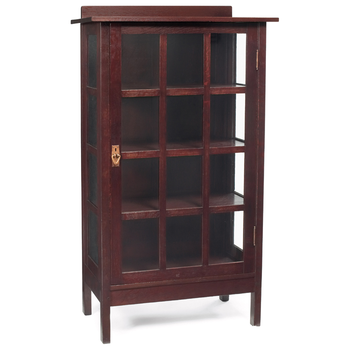 Appraisal: Gustav Stickley china cabinet single door with twelvepanes of glass