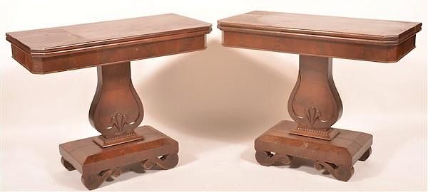 Appraisal: Matched Pair of American Empire Game Tables Matched Pair of