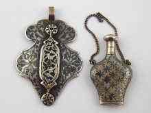 Appraisal: Russian silver A pendant the niello decorated shaped base with