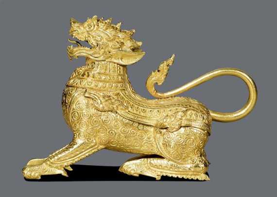 Appraisal: GOLD FIGURE BOX Cambodia st half of the th century