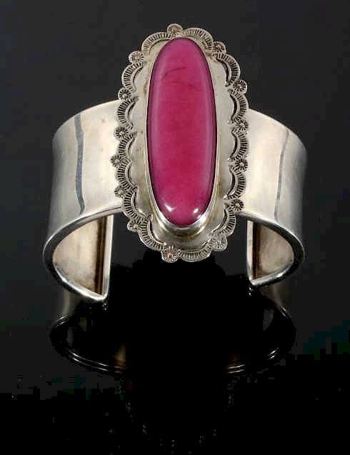 Appraisal: A Marion Navajo Rhodochrosite Sterling Cuff For bidding in this