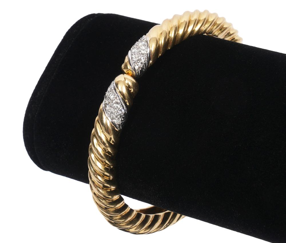 Appraisal: DIAMOND K YELLOW WHITE GOLD BRACELET K yellow and white