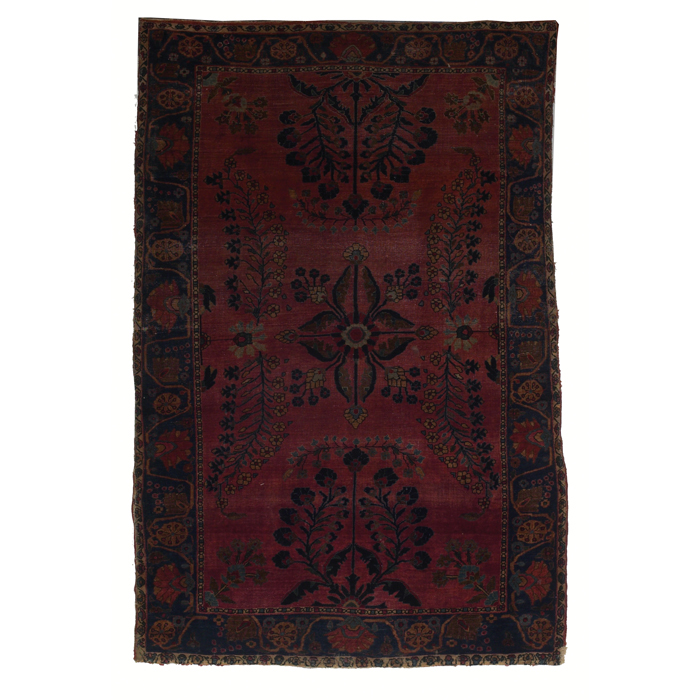 Appraisal: Persian Mohajransk rug c stylized floral pattern on a maroon