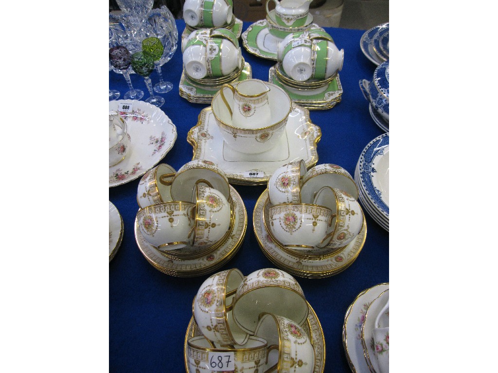 Appraisal: Adderley's floral and gilt decorated teaset and a Salisbury China