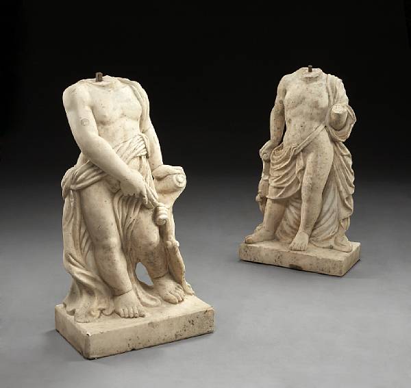 Appraisal: A pair of Neoclassical style marble figures after the antique