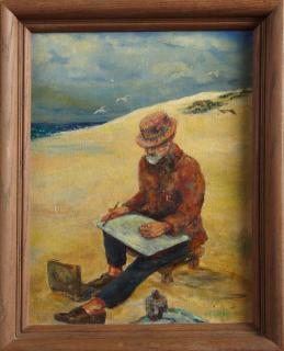 Appraisal: Marie LeBaron The Artist on the Beach th c oil