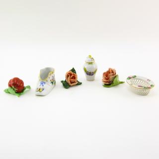 Appraisal: Grouping of Six Herend Handpainted Porcelain Miniatures Grouping of Six