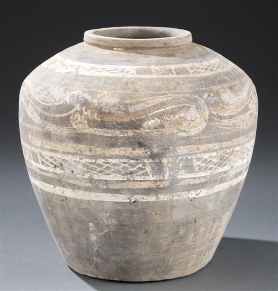 Appraisal: Chinese ancient pottery vessel Of ovoid form the body having