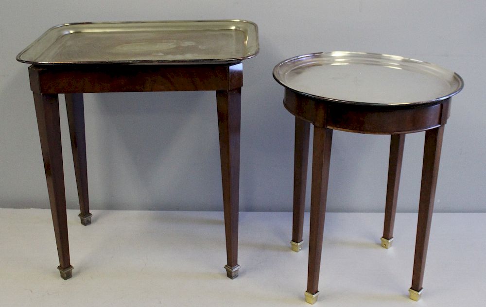 Appraisal: Lot Of Silverplate Tray Top Tables From a stately Greenwich