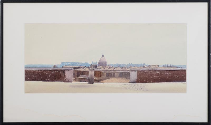 Appraisal: JONATHAN JANSON b ROOFTOPS TWO VIEWS Two watercolor on paper